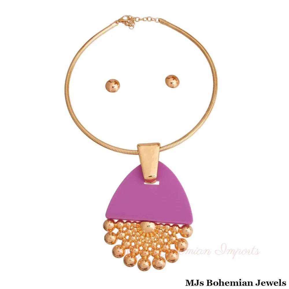 Purple Teardrop Burst Necklace