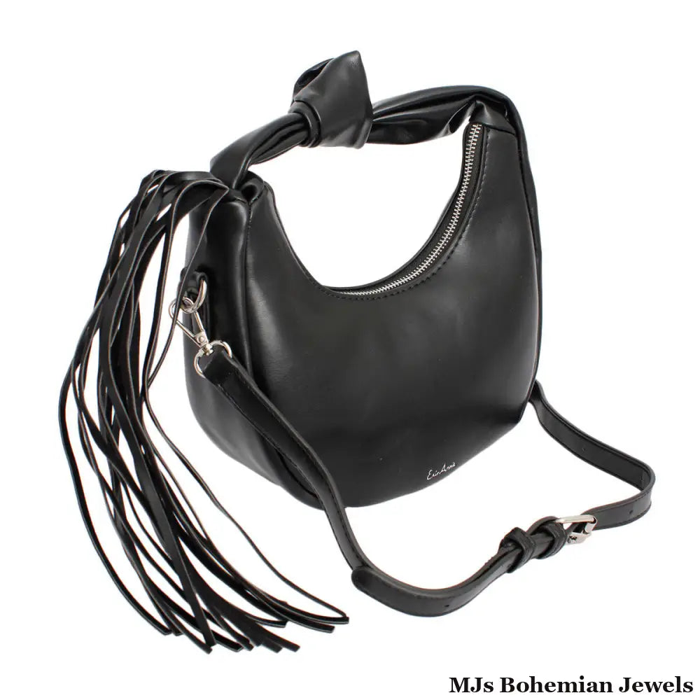 Purse Black Round Fringe Shoulder Bag for Women