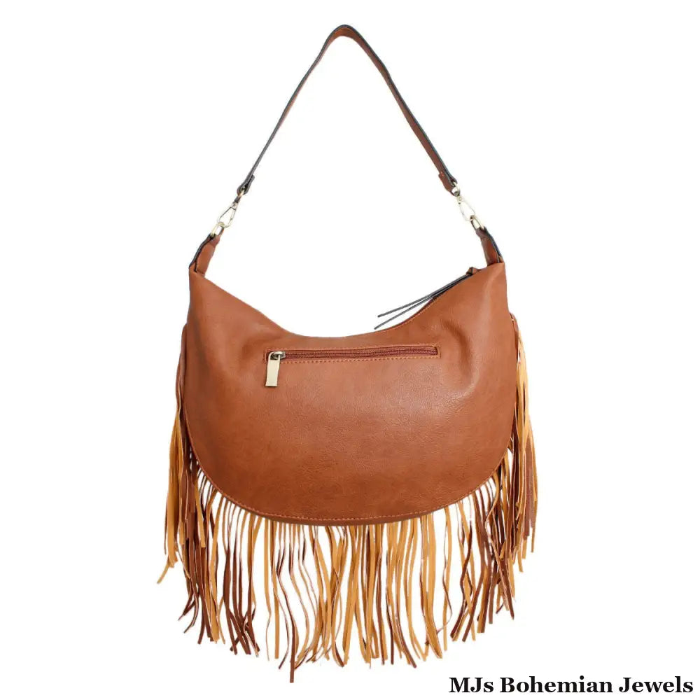 Purse Brown Round Fringe Hobo Bag for Women
