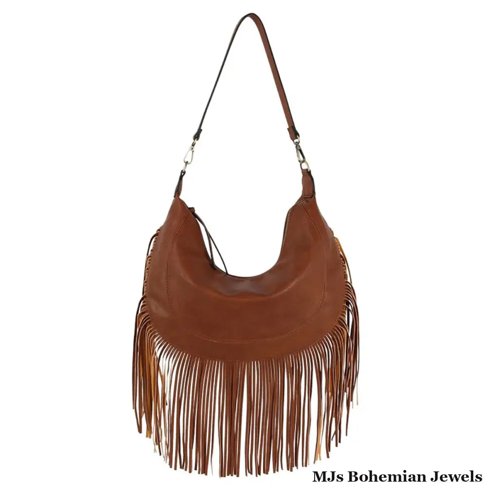 Purse Brown Round Fringe Hobo Bag for Women