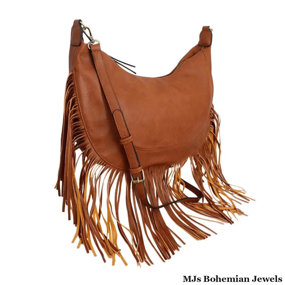 Purse Brown Round Fringe Hobo Bag for Women
