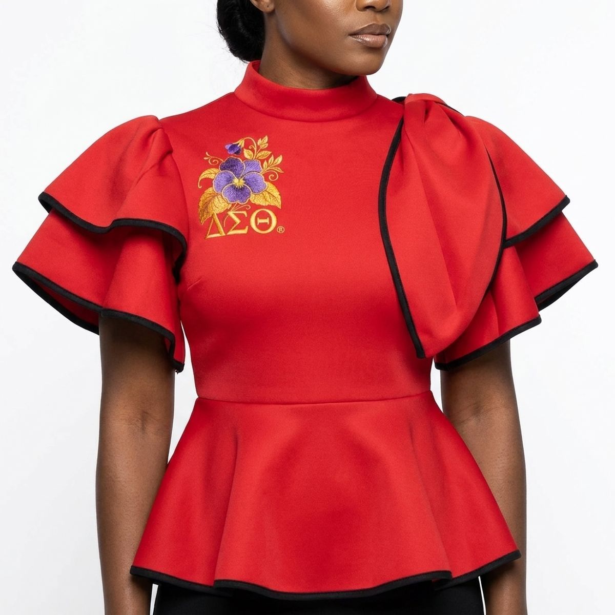Delta Sigma Theta Red Large Violet Peplum Top