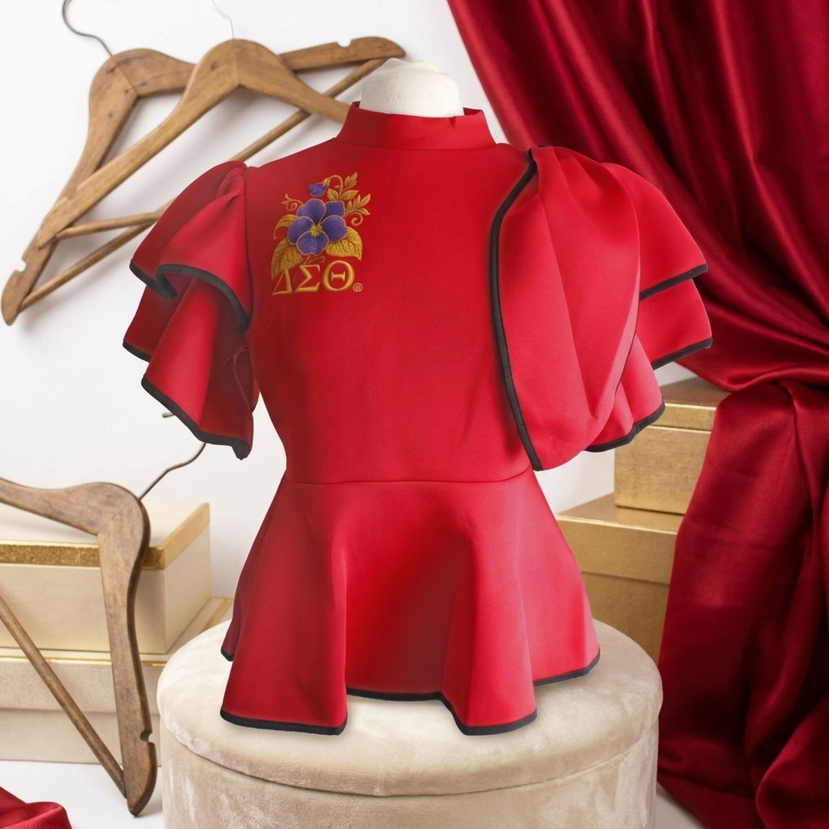 Delta Sigma Theta Red Large Violet Peplum Top