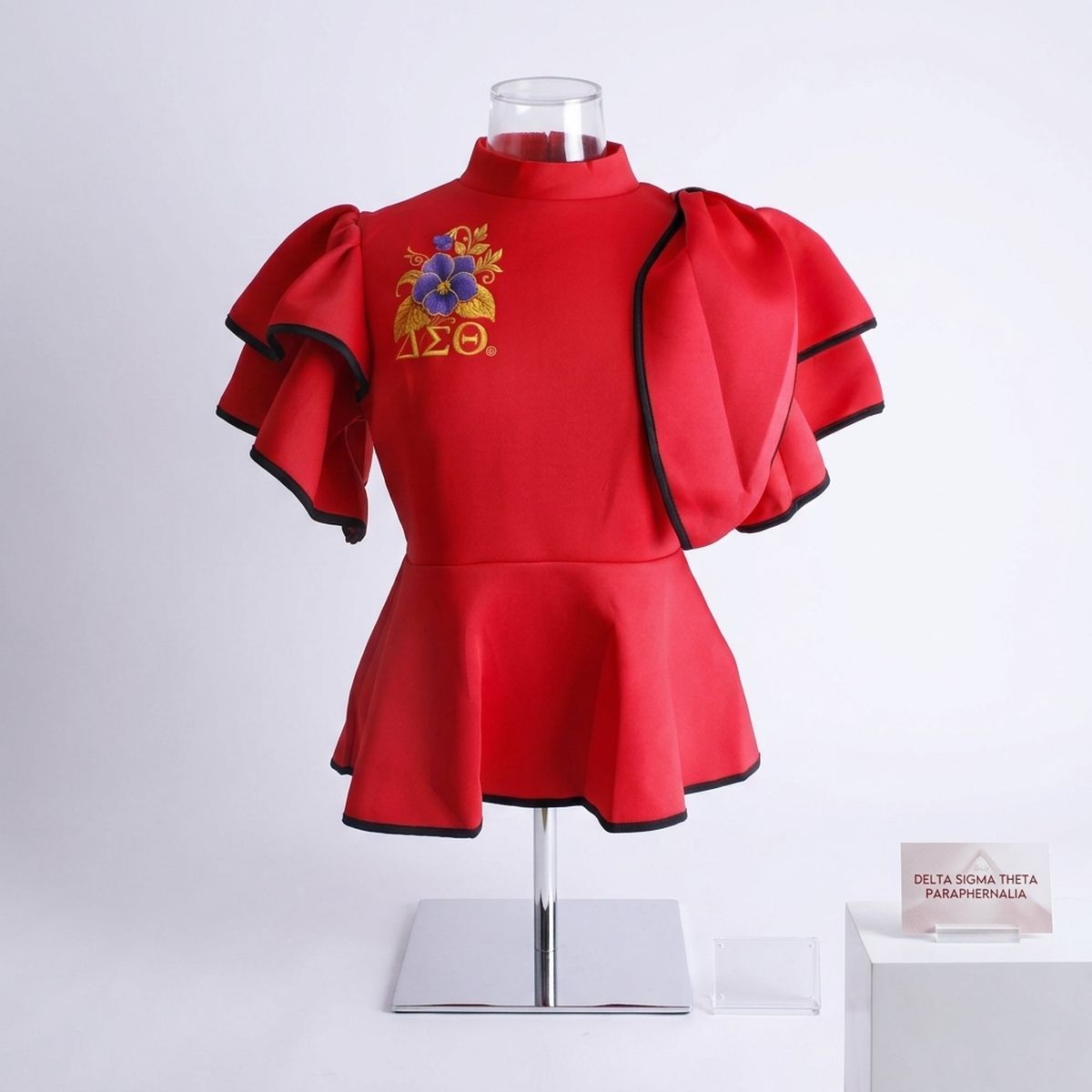 Delta Sigma Theta Red Large Violet Peplum Top