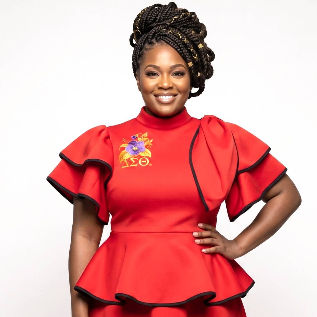 Delta Sigma Theta Red X-Large Violet Peplum Top