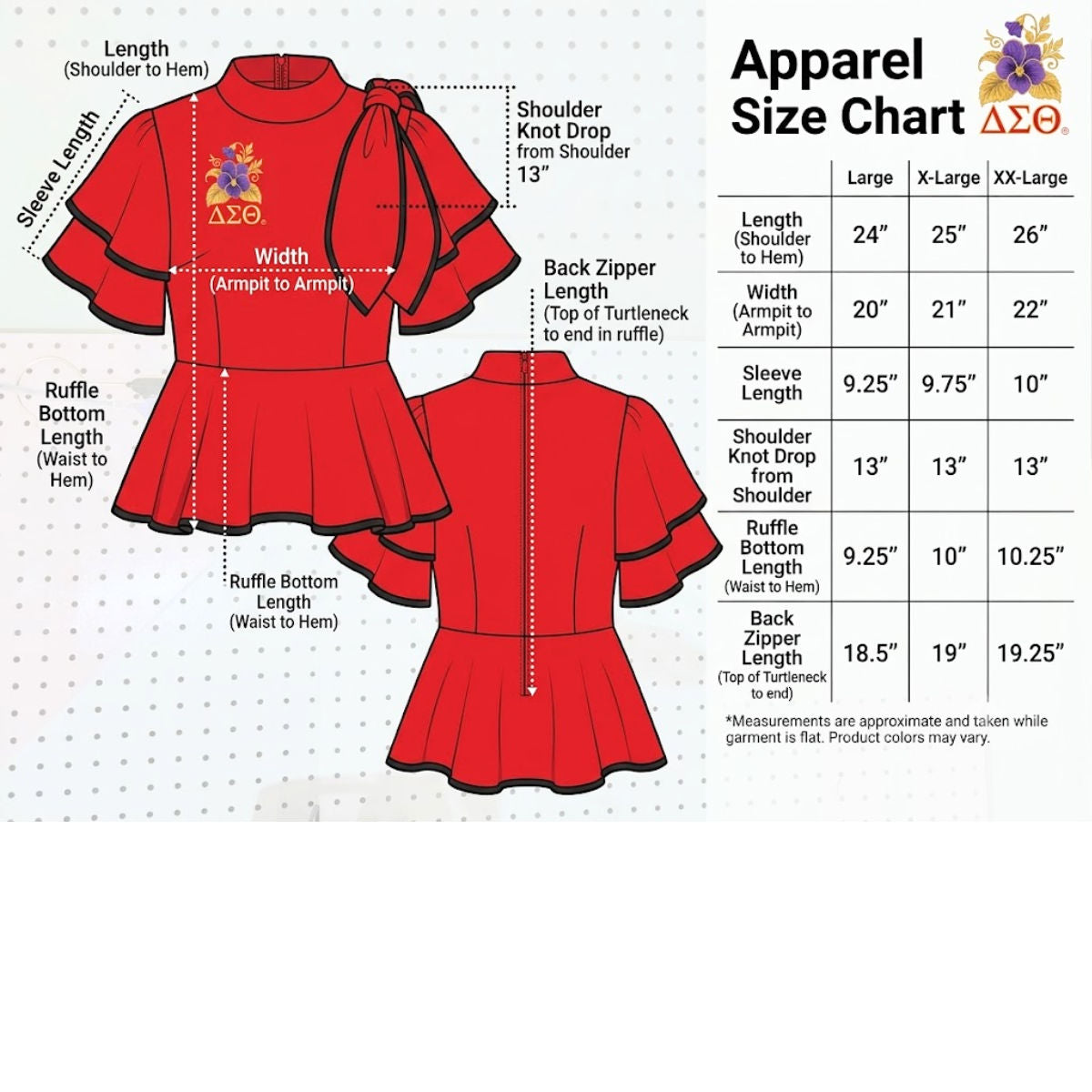 Delta Sigma Theta Red X-Large Violet Peplum Top