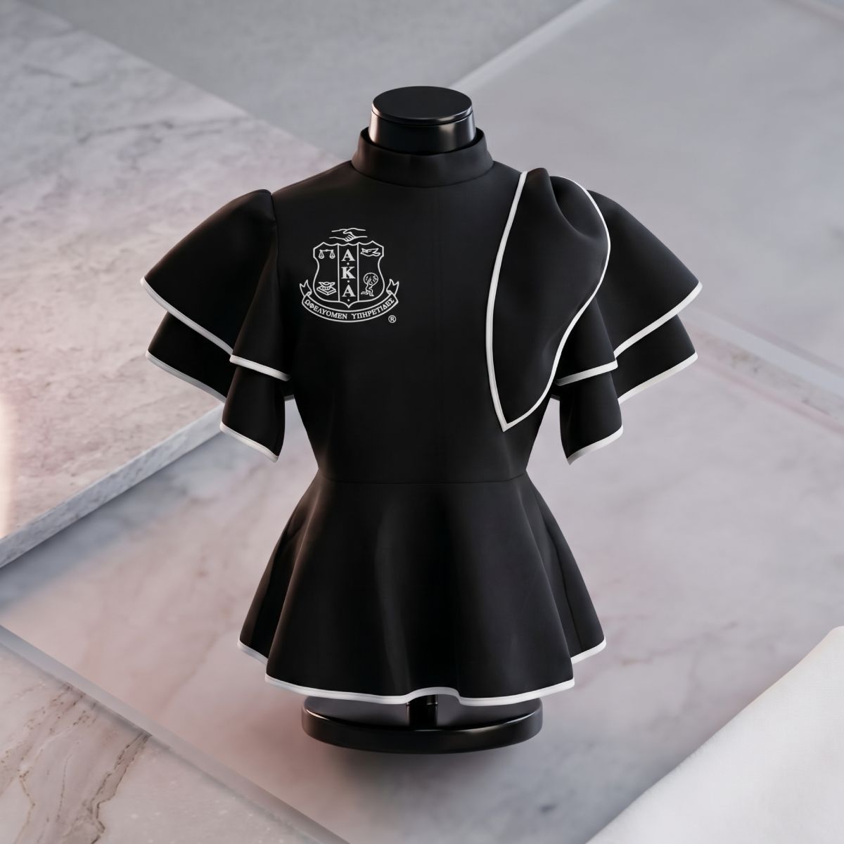 AKA Shield XX-Large Black & White Trim Peplum Top