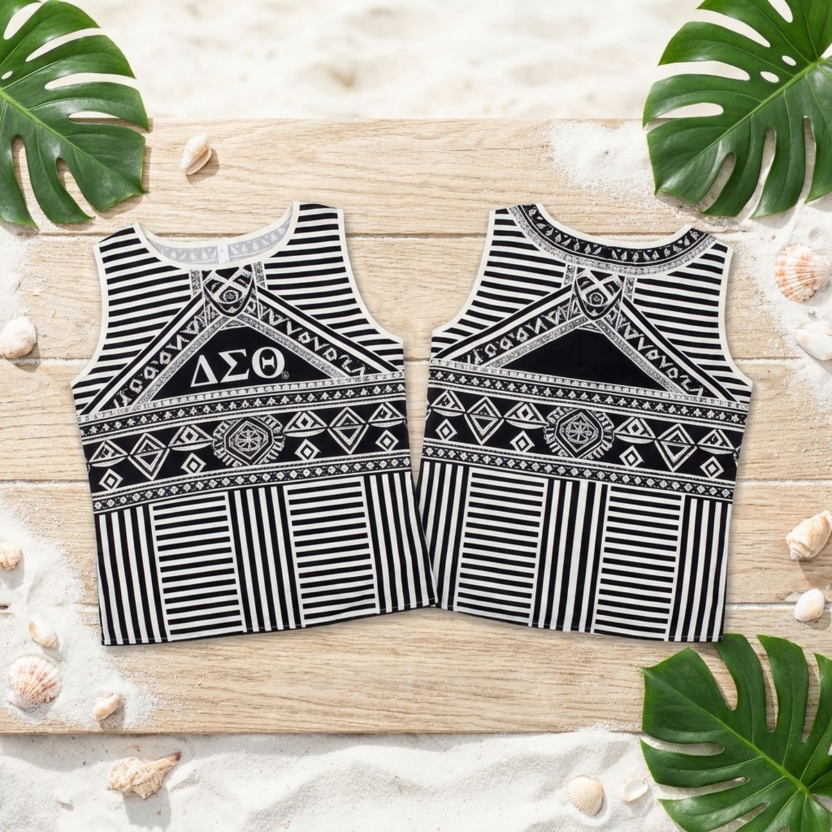 Delta Sigma Theta Large Black Geometric Tank Top