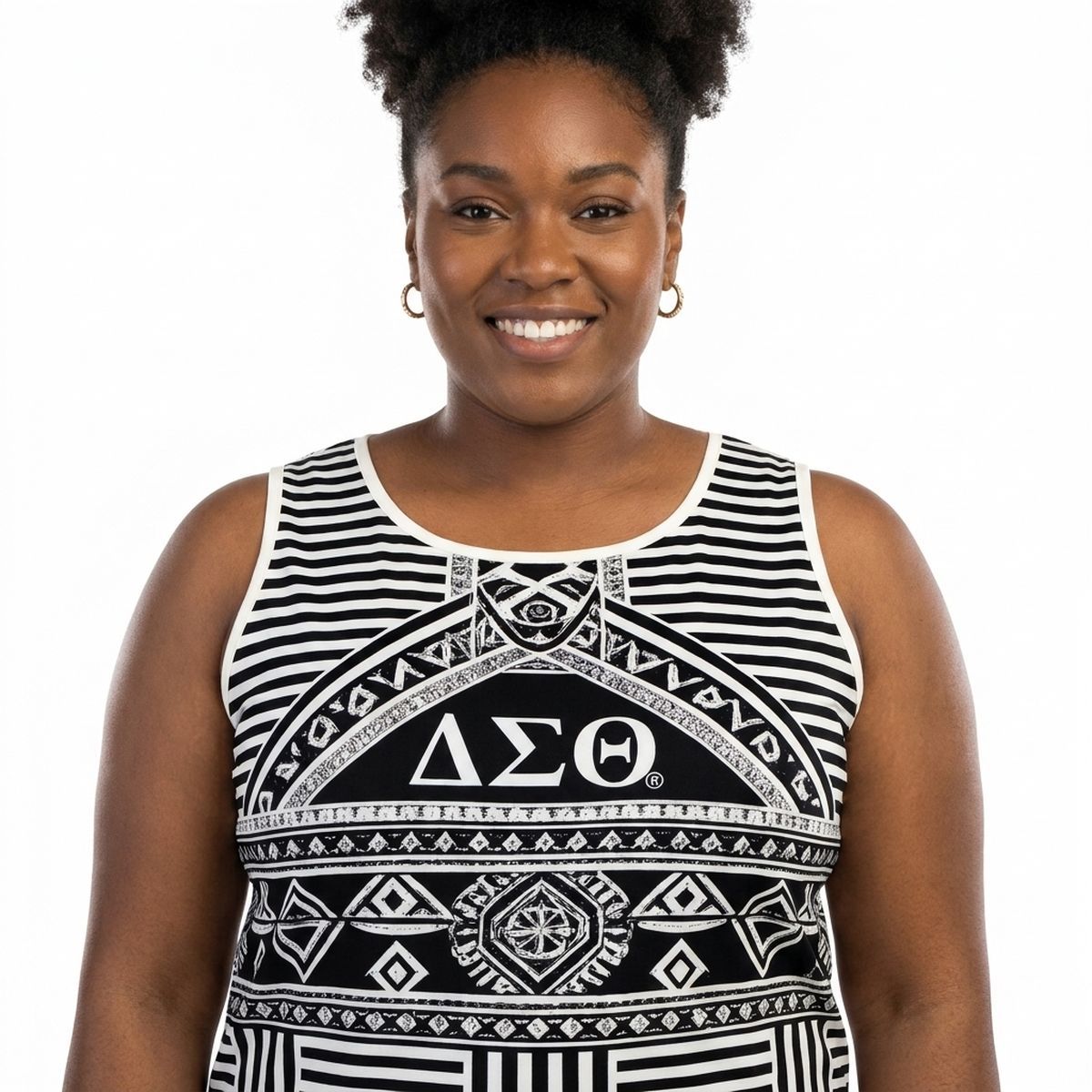 Delta Sigma Theta X-Large Black Geometric Tank Top