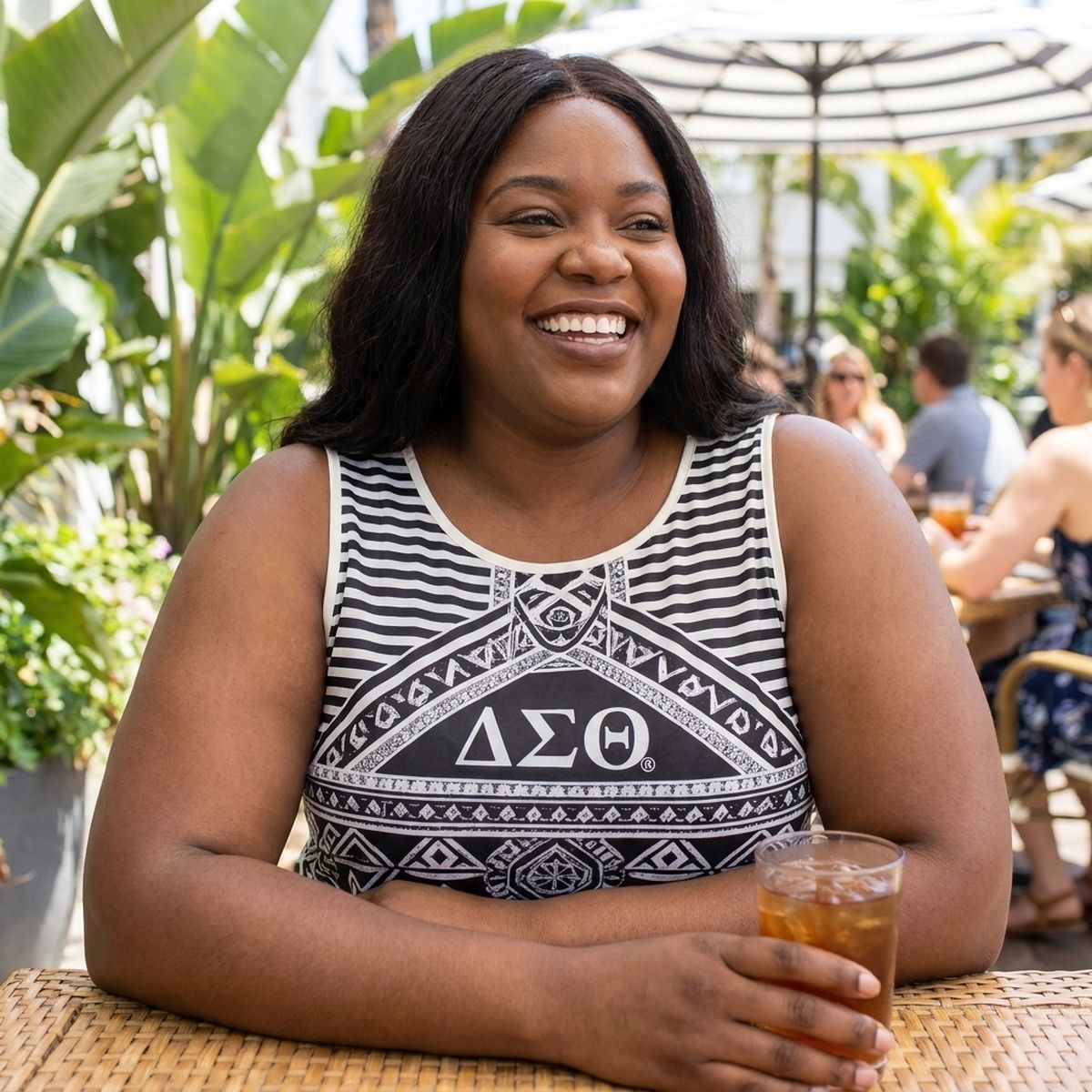 Delta Sigma Theta XX-Large Black Geometric Tank Top