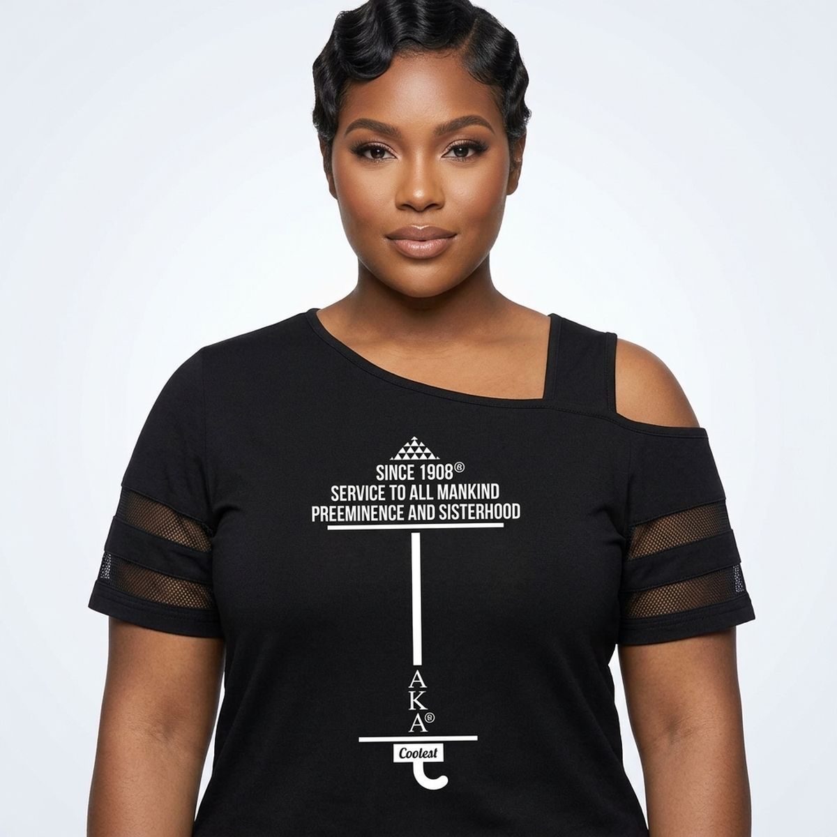 3XL AKA Black Cold Shoulder Cutout Athletic Top