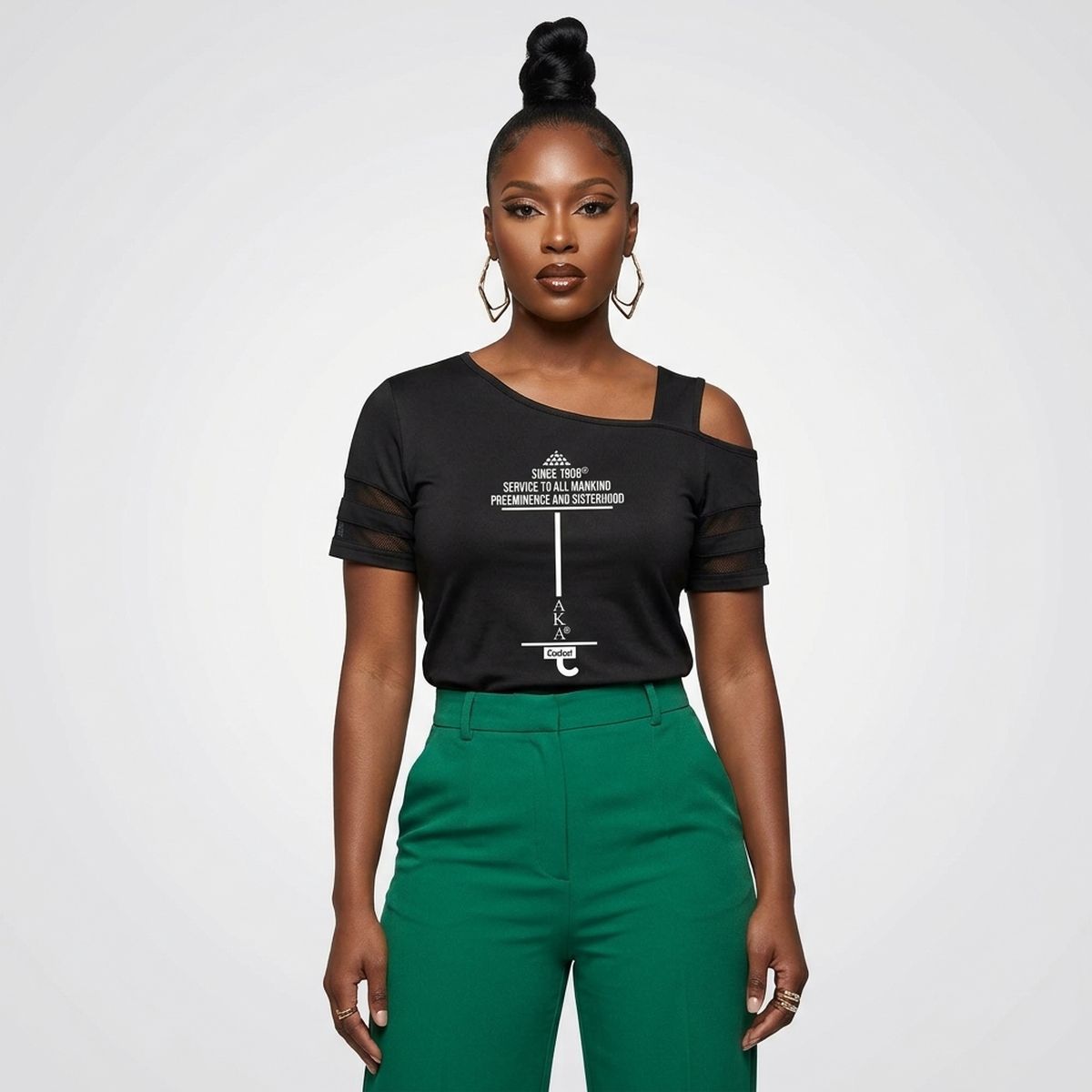 Medium AKA Black Cold Shoulder Cutout Athletic Top