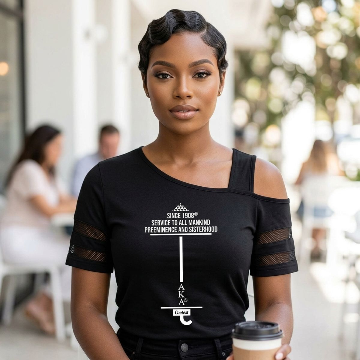 Medium AKA Black Cold Shoulder Cutout Athletic Top