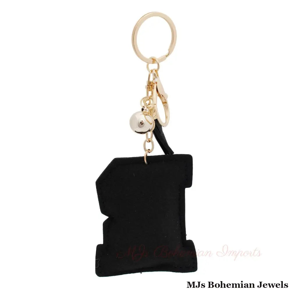 R Black Keychain Bag Charm