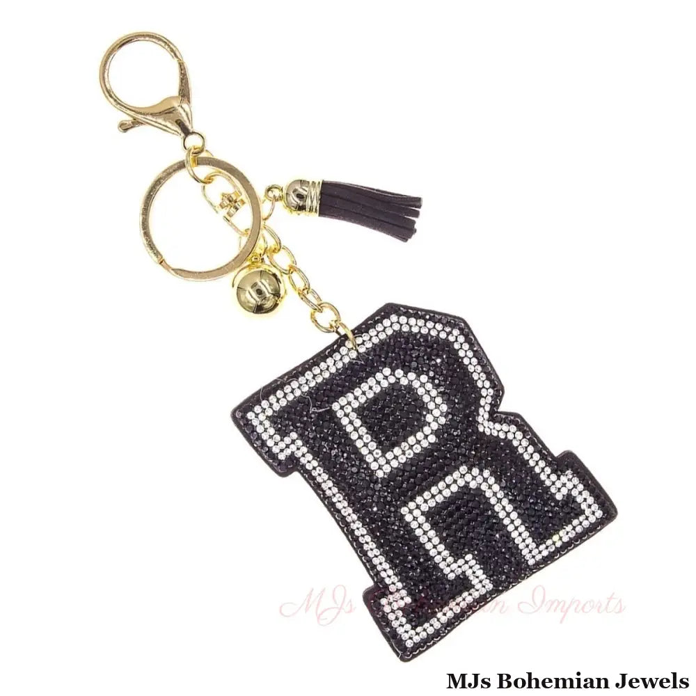 R Black Keychain Bag Charm
