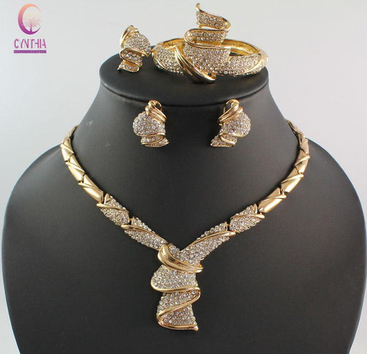 Shipping from: China,Options: Champagen,Color: Goden - Jewelry Sets African Beads Collar Statement Necklace Earrings Bangle Fine Rings For Women CZ Diamond Wedding Party Accessories - Pack of [51] - Pack of [51] - Pack of [51]