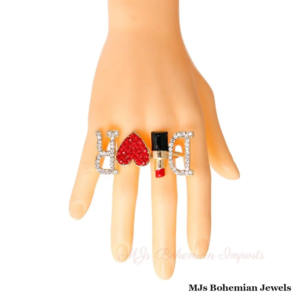 Radiant in Red: Double-D Finger Ring