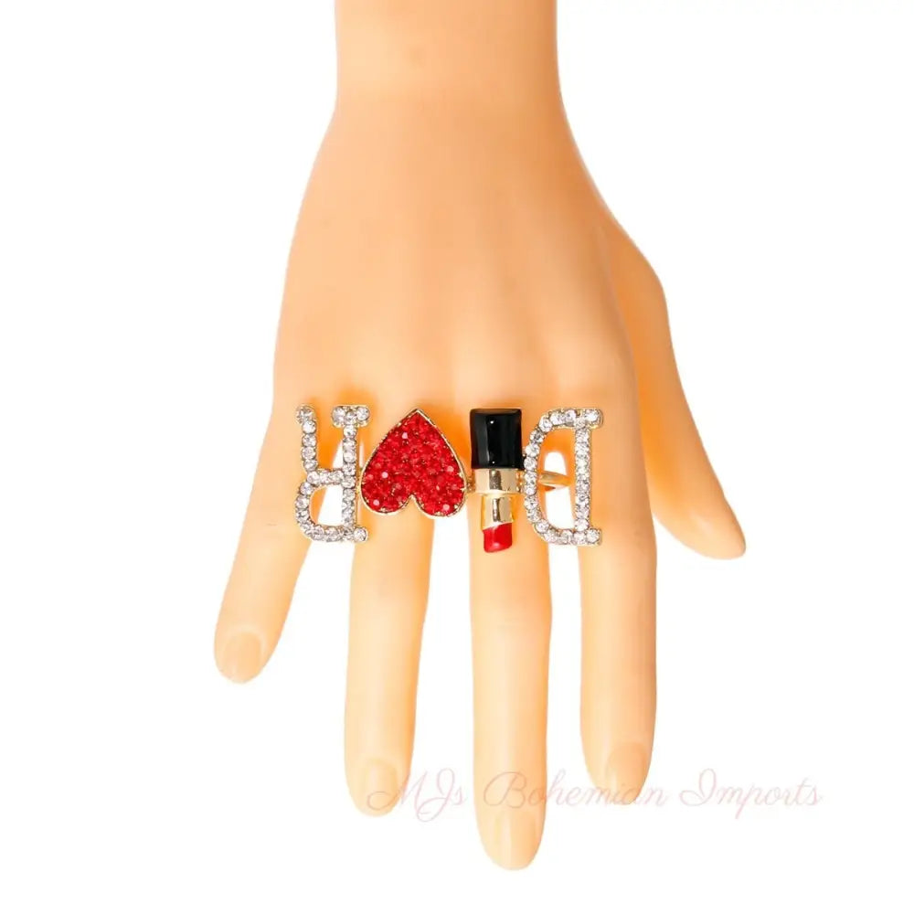 Radiant in Red: Double-D Finger Ring