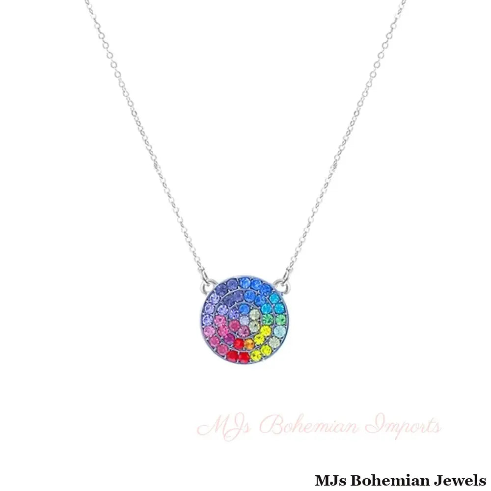Rainbow Circle Silver Chain Necklace