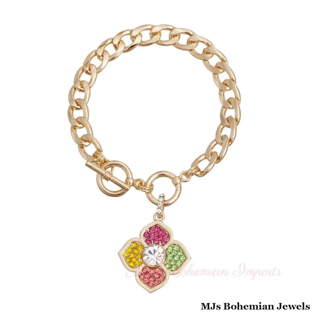 Rainbow Elegance: Flower Bracelet