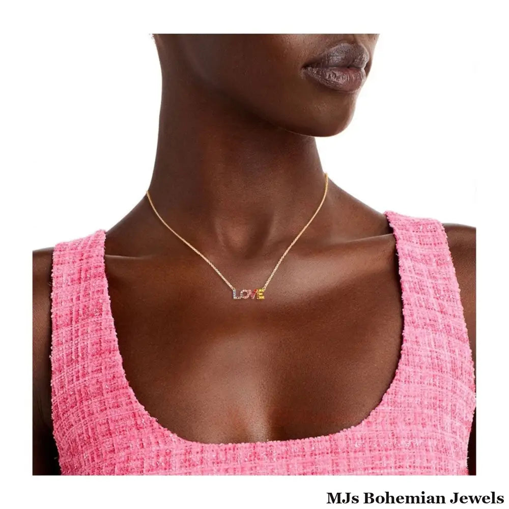 Rainbow Love Gold Chain Necklace