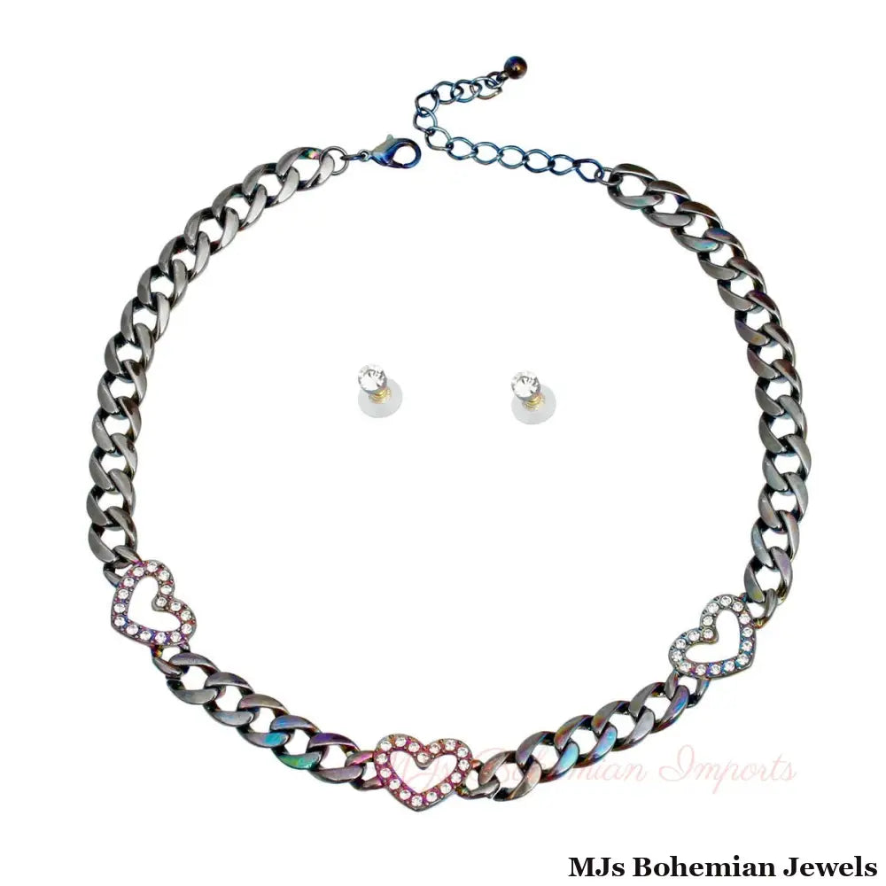 Rainbow Metal Link Heart Chain