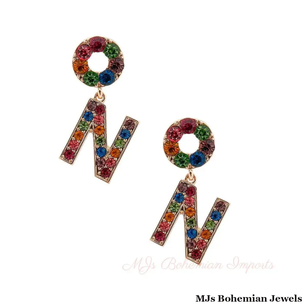 Rainbow Radiance: Dangling N Earrings