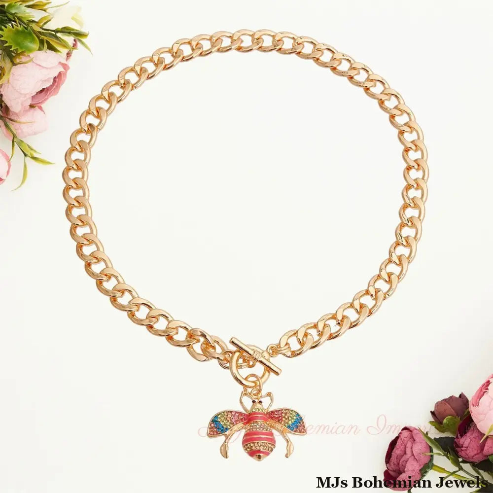 Rainbow Rendezvous: Bee Charm Necklace