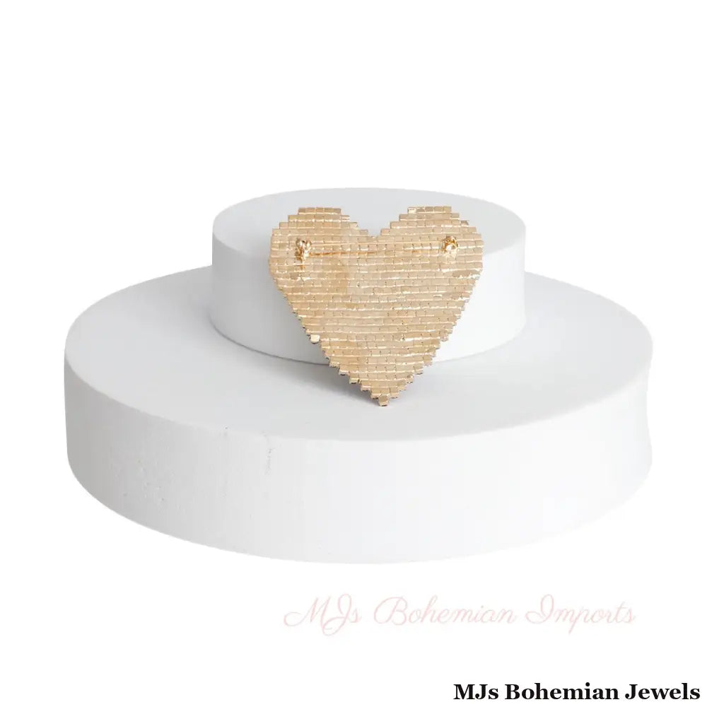 Rainbow Rhinestone Heart Brooch