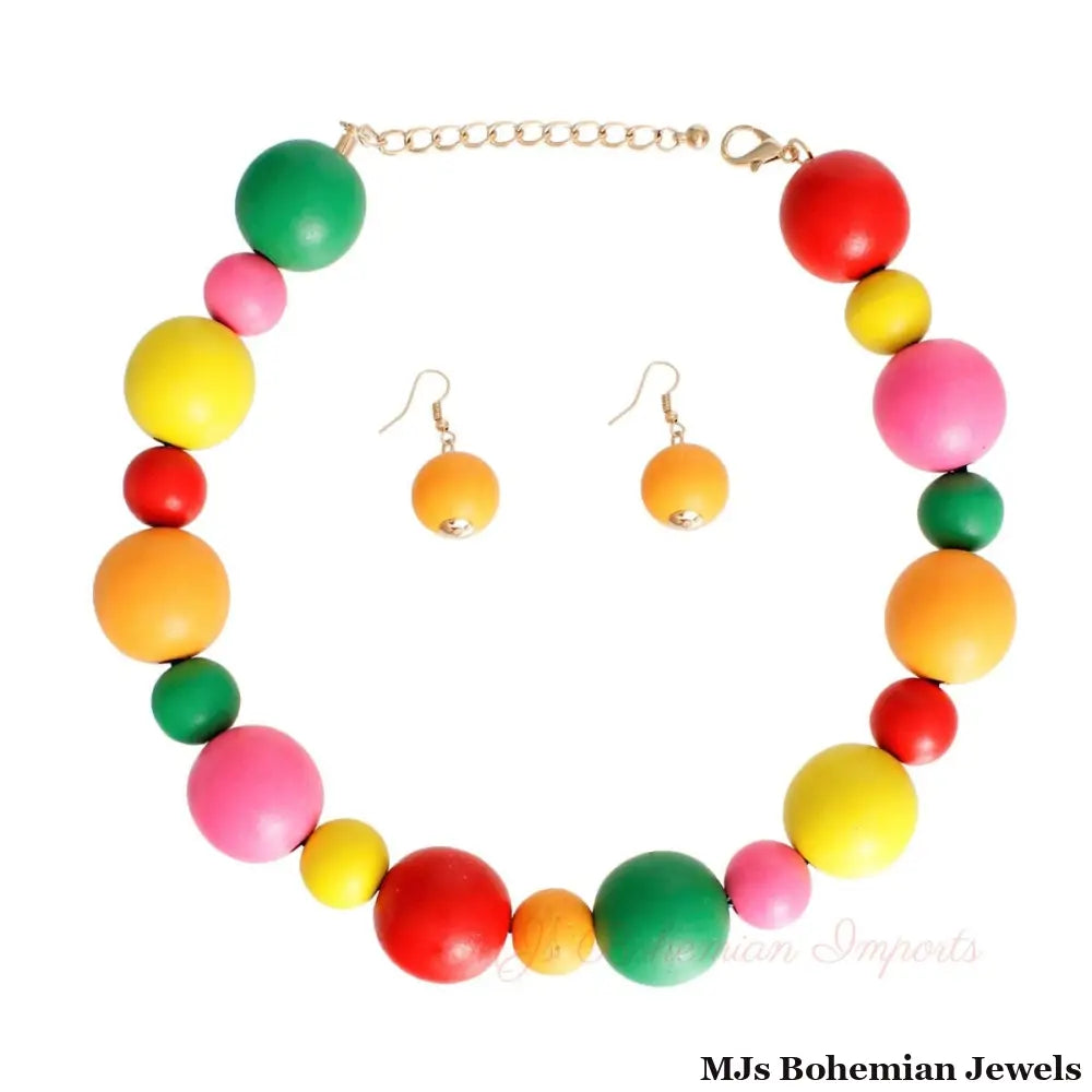 Rainbow Wood Necklace