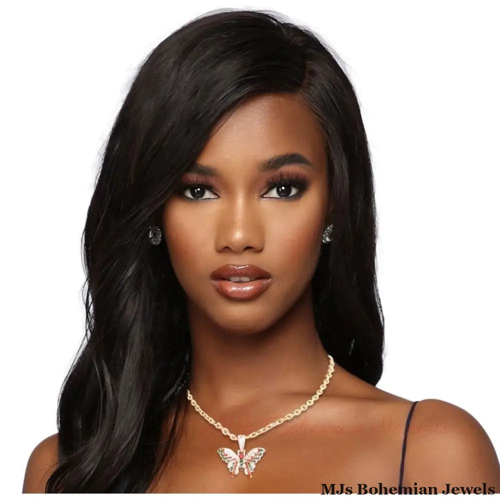 Red and Green Flutter Mini Butterfly Necklace