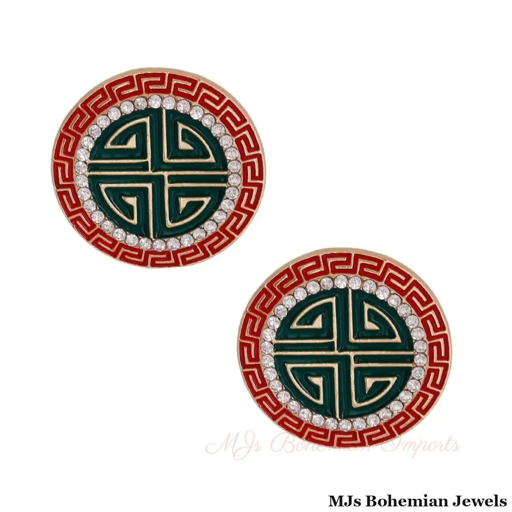 Red and Green Greek Studs