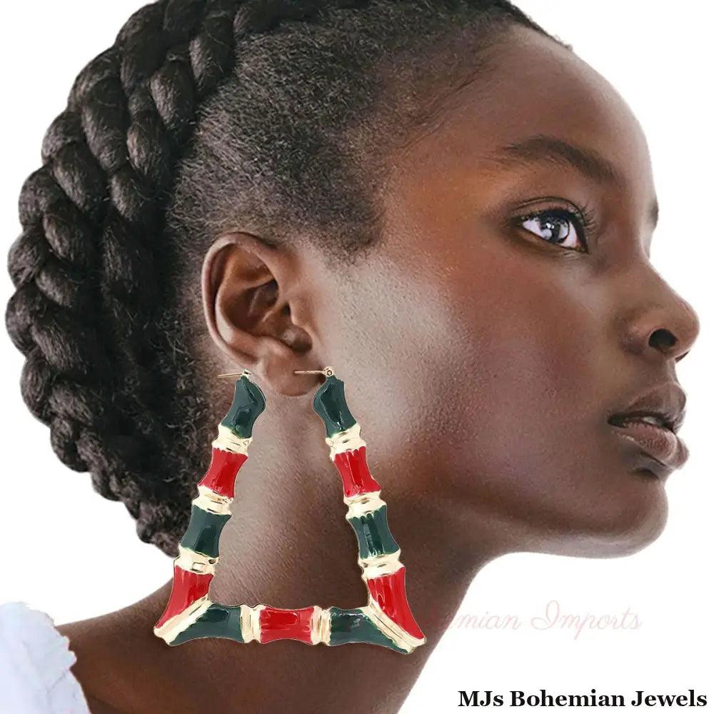 Red and Green Trapozoid Bamboo Hoops