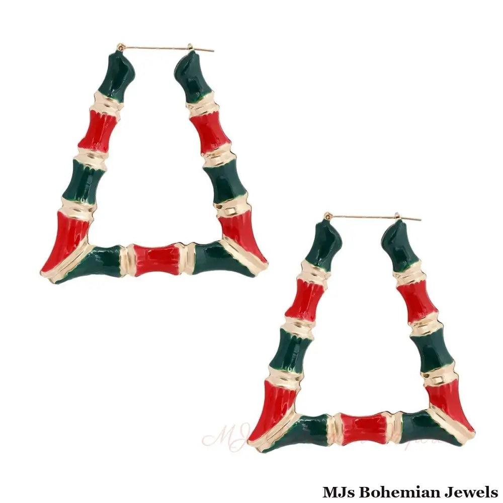 Red and Green Trapozoid Bamboo Hoops