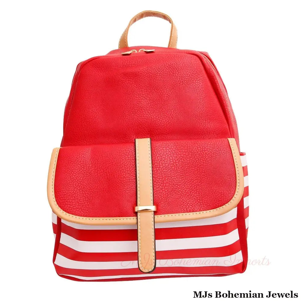 Red and White Stripe Backpack