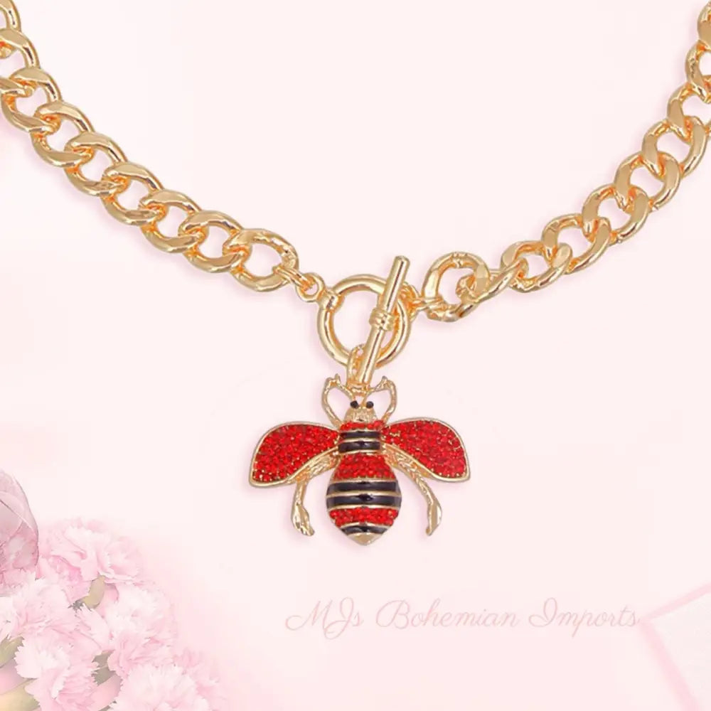 Red Red Bee Toggle Necklace