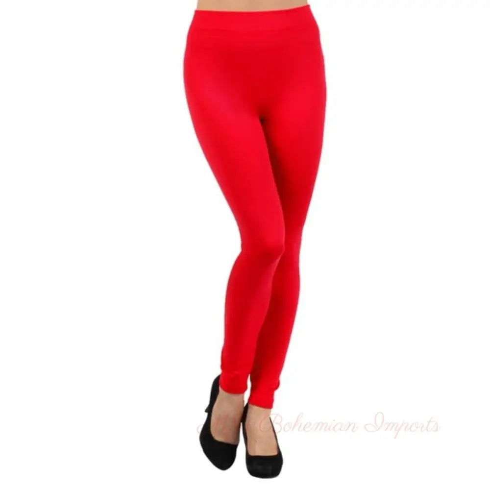 Red Fleece Lined Leggings-Waist 25"-32".