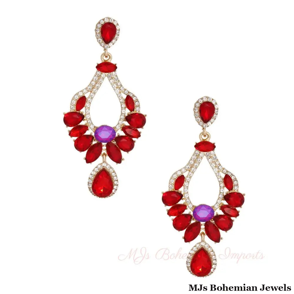 Red Gold Elegant Teardrops