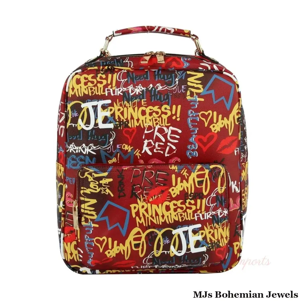 Red Graffiti Trolley Sleeve Backpack