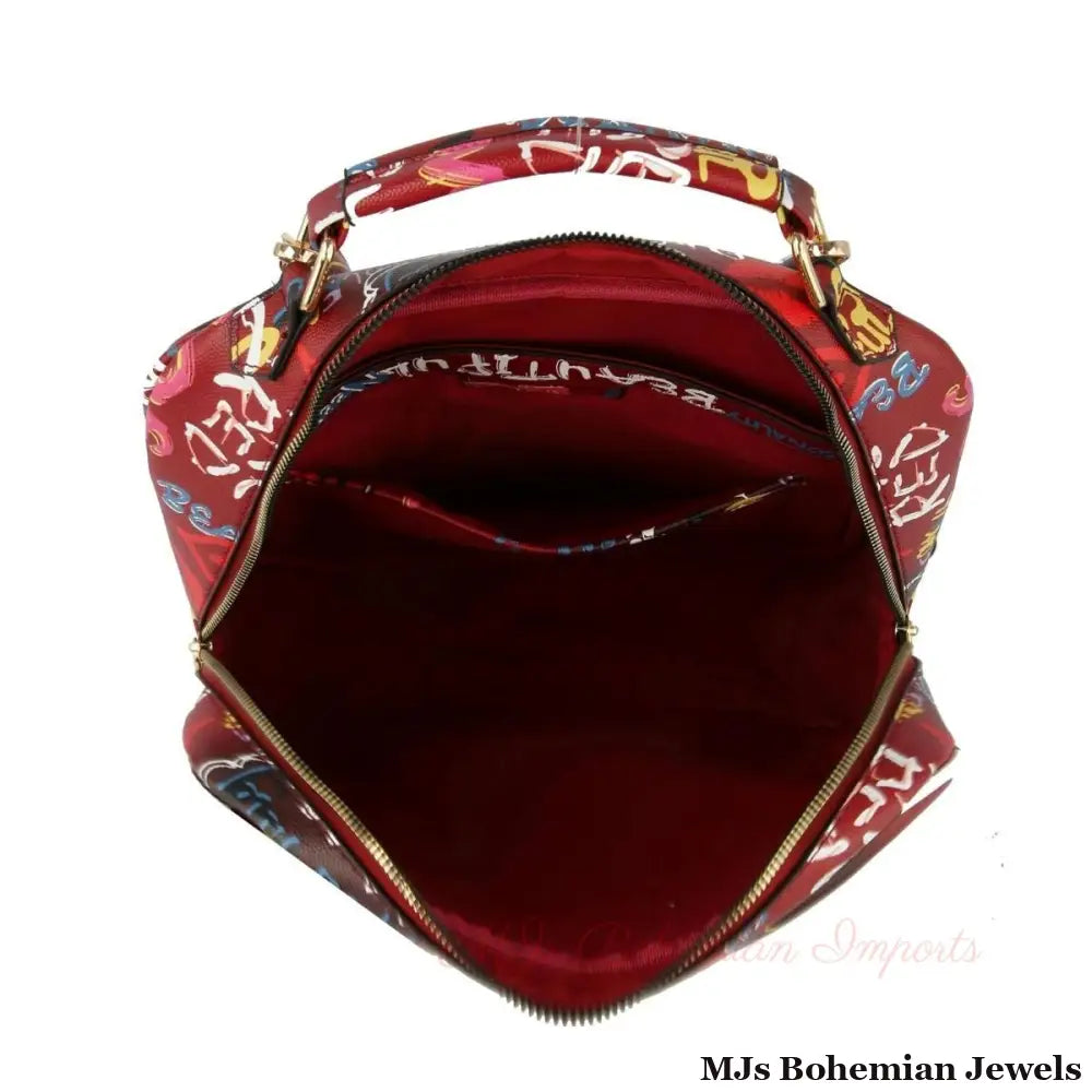 Red Graffiti Trolley Sleeve Backpack