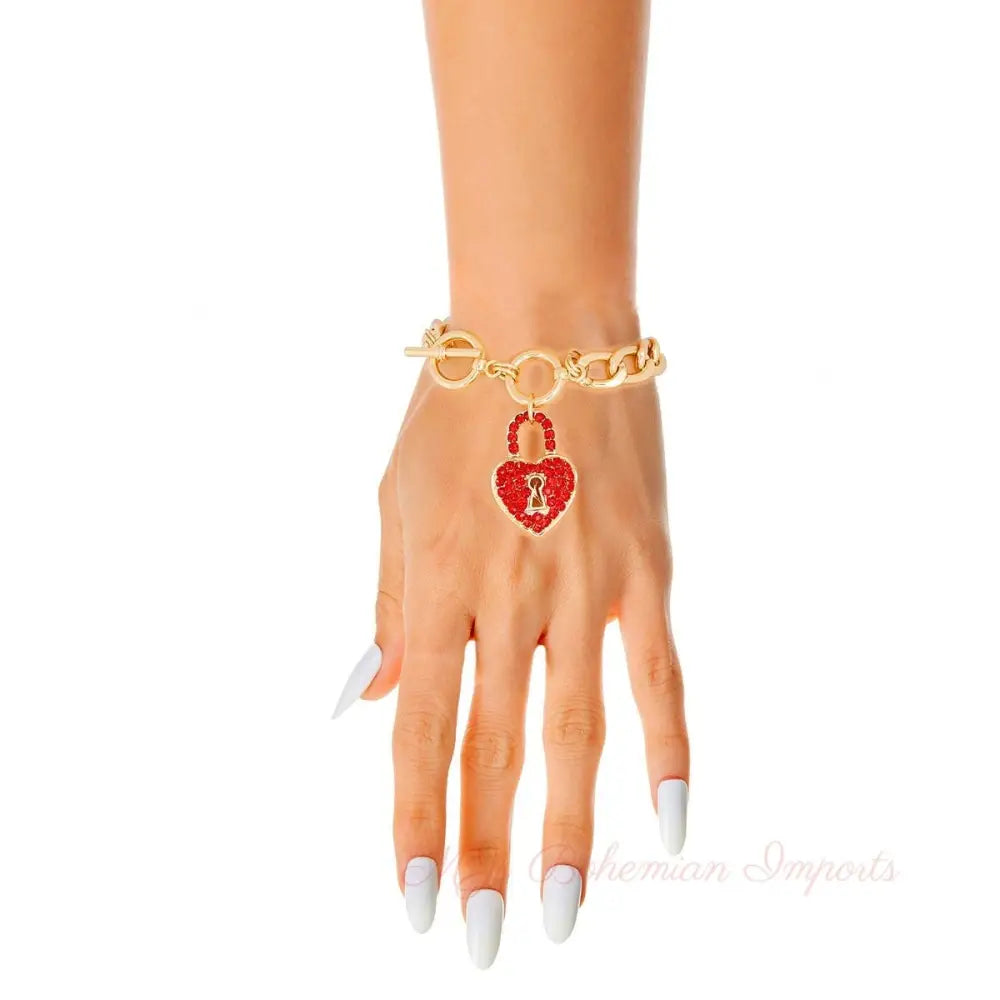 Red Locked Heart Bracelet