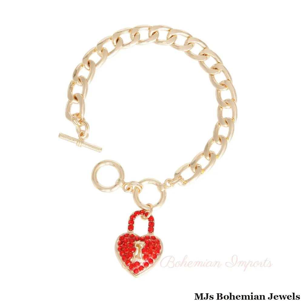 Red Locked Heart Bracelet