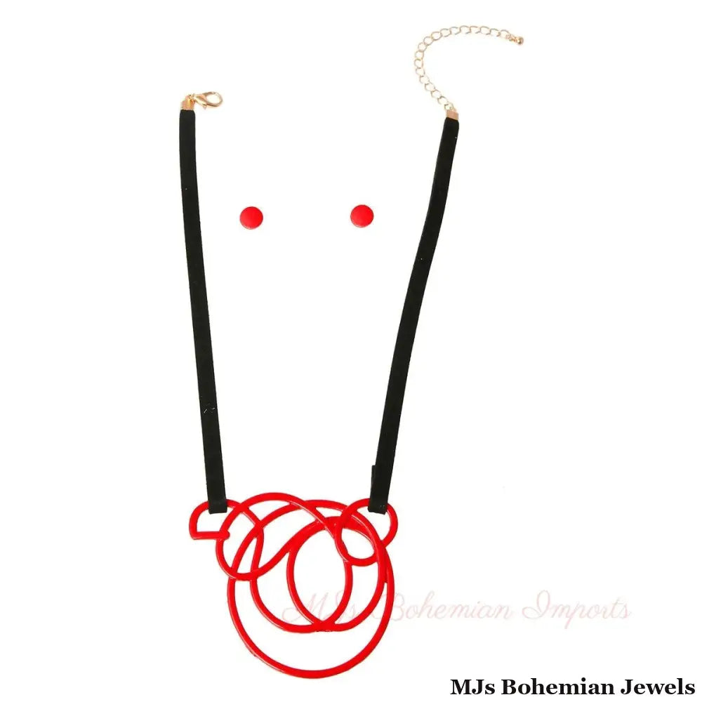 Red Metal Pendant Set