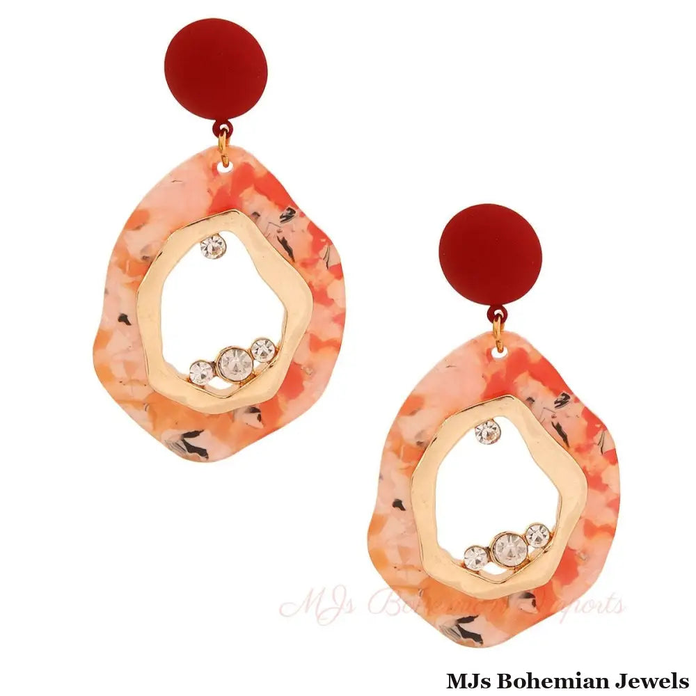 Red Rubber Marbled Earrings