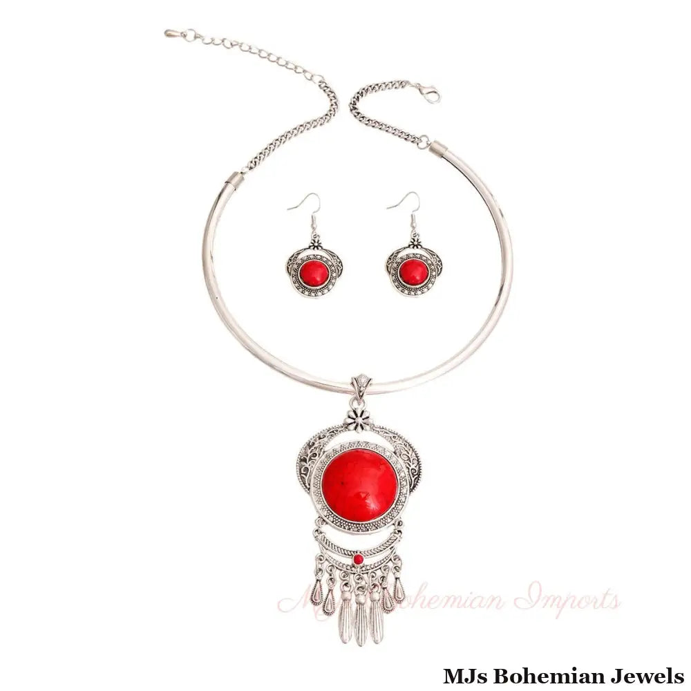 Red Stone Rigid Choker Set