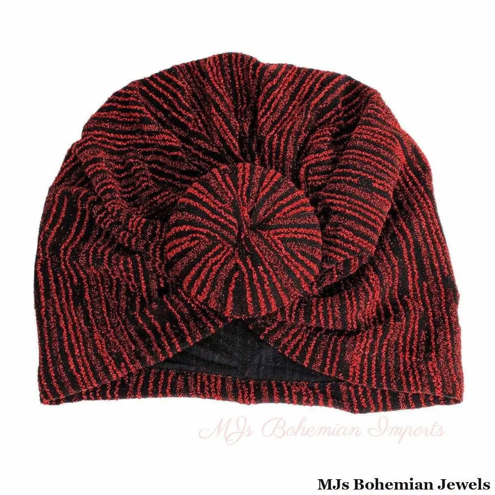 Red Stripe Donut Knot Turban