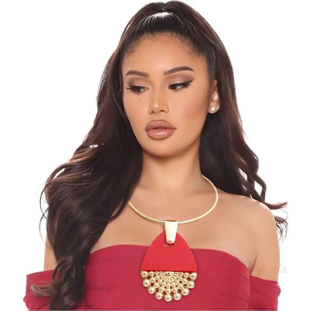 Red Teardrop Burst Necklace