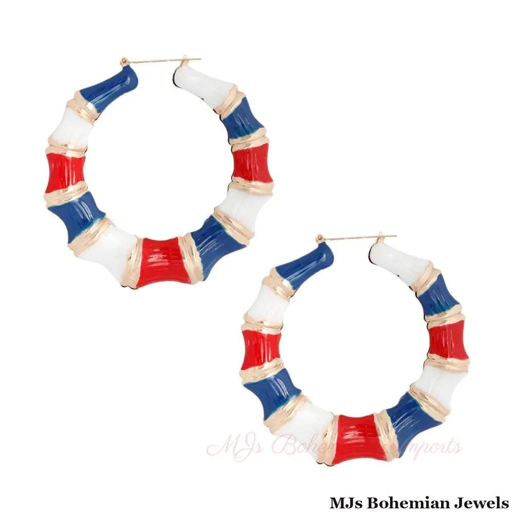 Red White Blue Color Bamboo Hoops