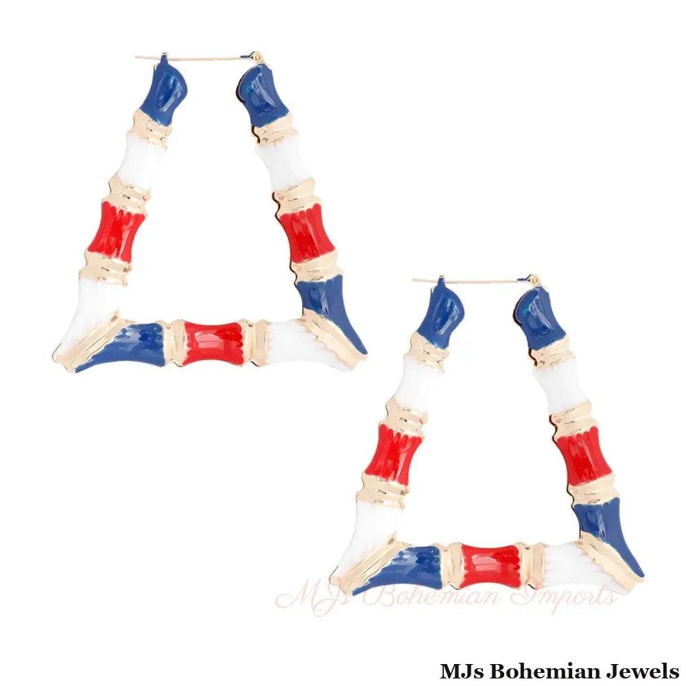 Red White Blue Trapezoid Bamboo Hoops