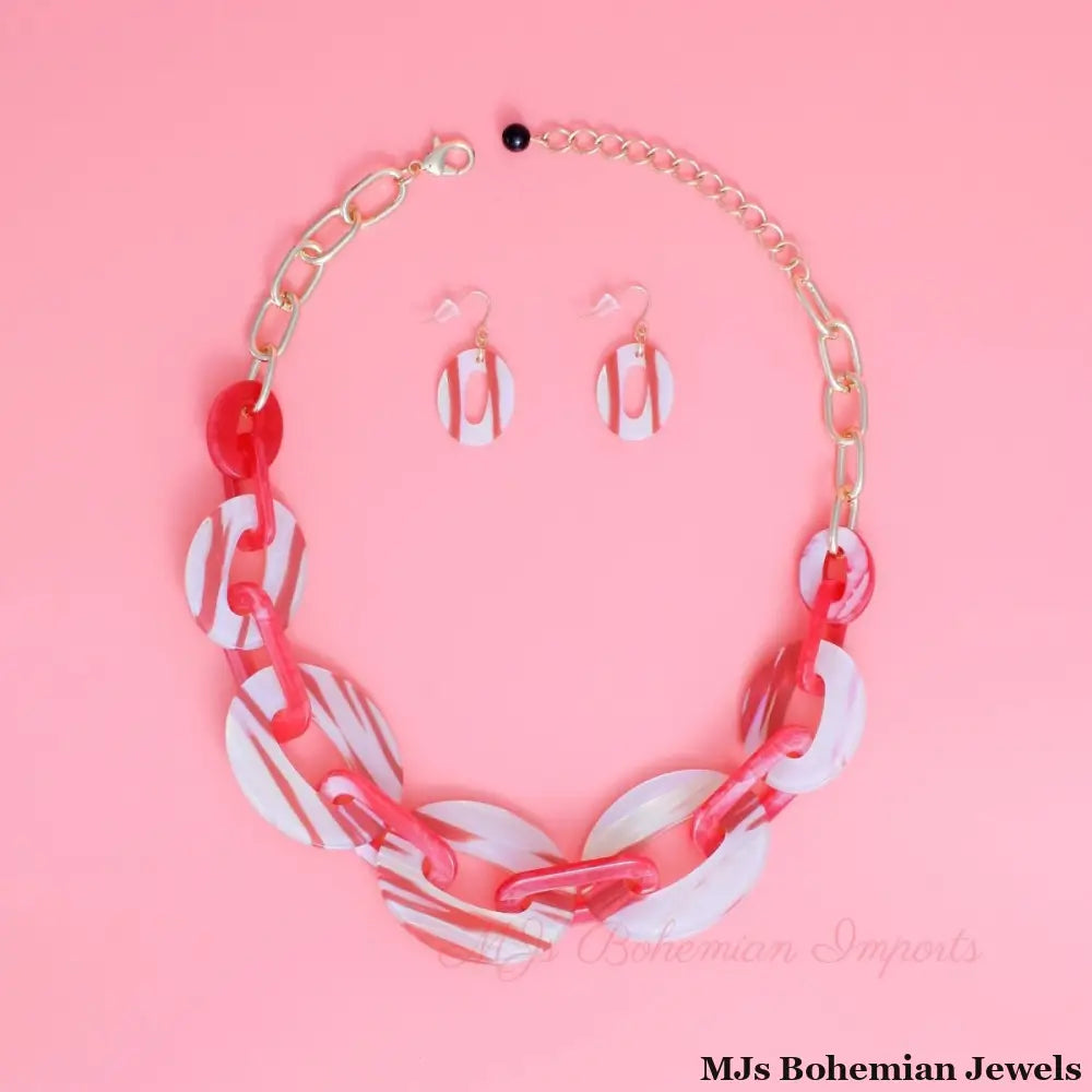 Red White Marbled Link Set